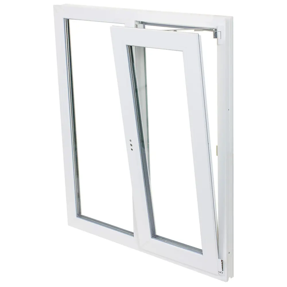 Пластиковое окно ПВХ Deceuninck двустворчатое 1200x1000 мм (ВхШ) двухкамерный стеклопакет белый/антрацит STLM-2187677 - Вид №1