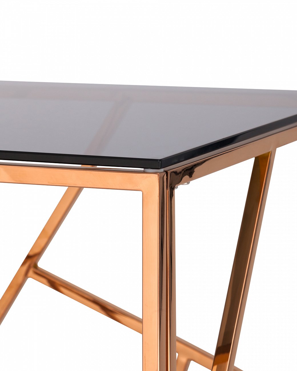 Журнальный столик стеклянный дымчатый с основанием розовое золото 55х55 см "Арт Деко" STOOL GROUP  00-3881902 Золото;розовый  - Вид №3