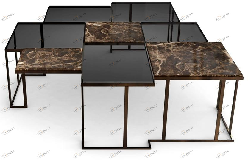 Porustudio Журнальный столик из мрамора и стекла sun-id-1401365