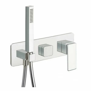 CRIQS602 Внешние части смесителя для ванны и душа для CRICS100 (правая сторона) - CRICS101 (левая сторона) с переключателем на 2 выпускных отверстия, ручным душем с защитой от известкового налета, гибким шлангом LONG LIFE Cristina Rubinetterie