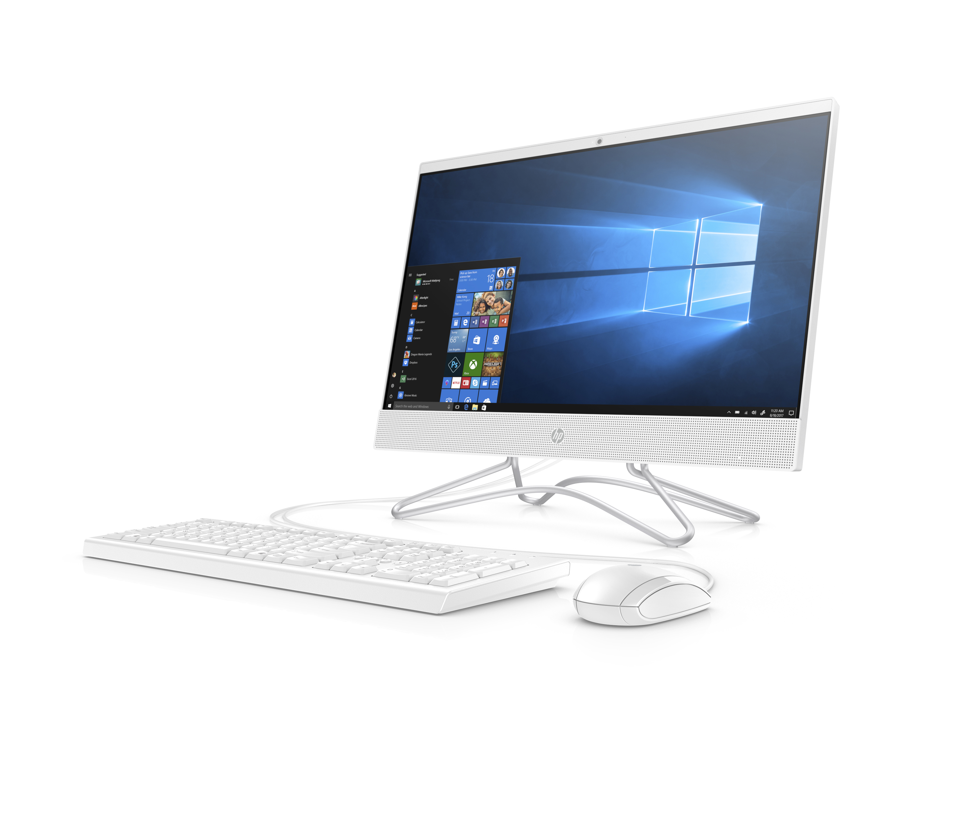 4HF90EA#ACB 22-c0008ur aio 21.5"(1920x1080)/amd a6 9225(2.6ghz)/8192mb/1000gb/nodvd/ext:amd radeon 520(2048mb)/cam/bt/wifi/war 1y/5.39kg/snow white/w10 + usb kbd, usb mouse HP Santreyd  - Вид №1