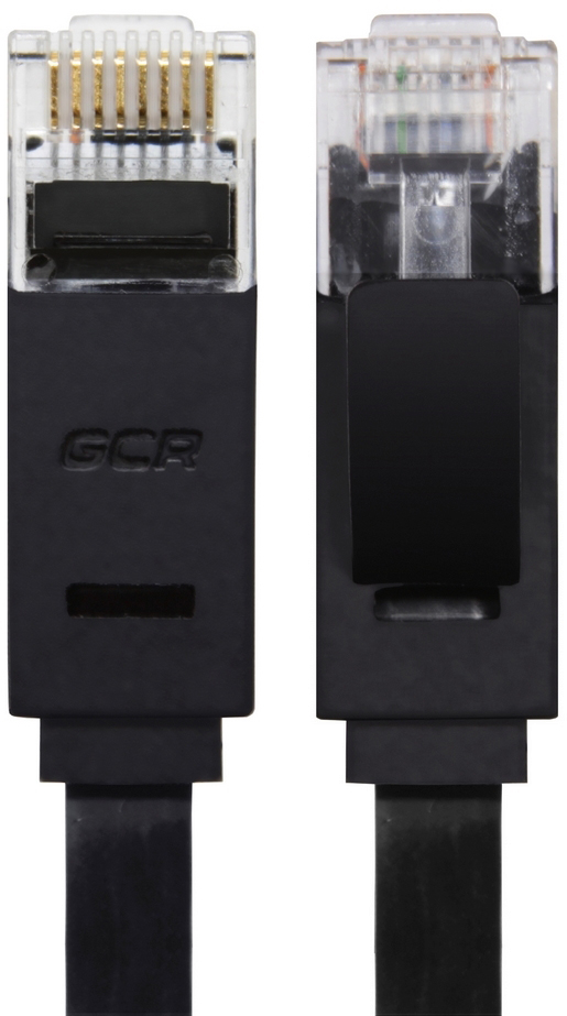 GCR-LNC616-3.0m патч-корд prof плоский прямой 3.0m, utp медь кат.6, черный, позолоченные контакты, 30 awg, ethernet high speed 10 гбит/с, rj45, t568b Greenconnect Santreyd  - Вид №7