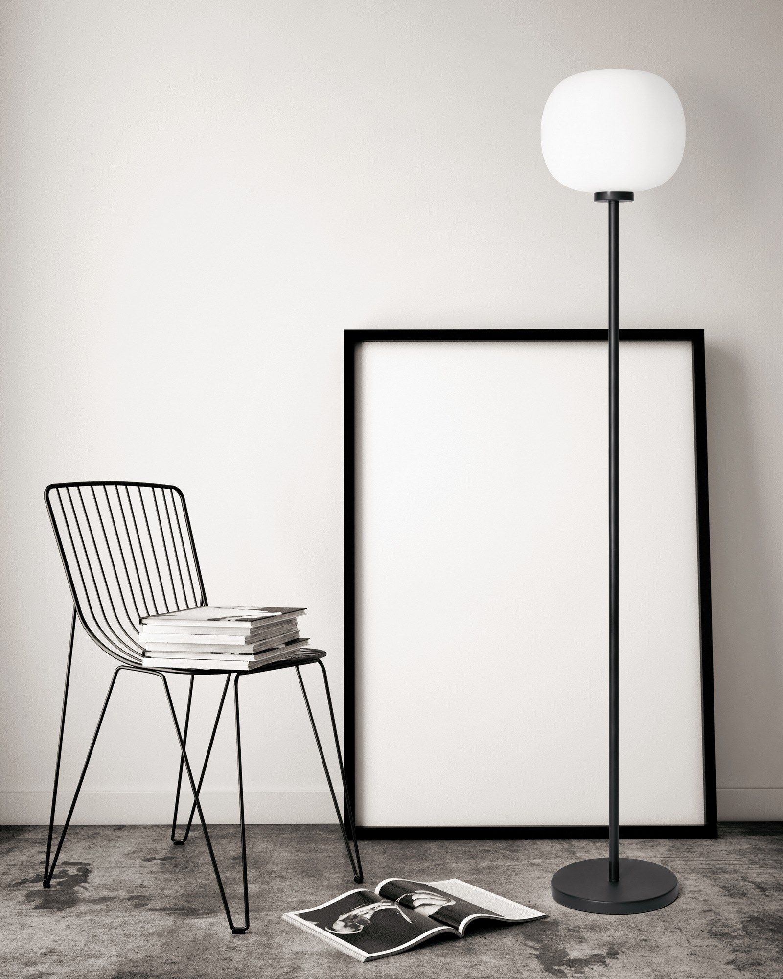 Торшер из металла и опалового стекла с диммером Miloox ARCH-00117549