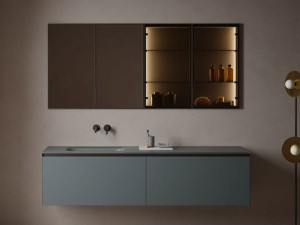 Встраиваемый шкаф для ванной комнаты из анодированного алюминия и стекла