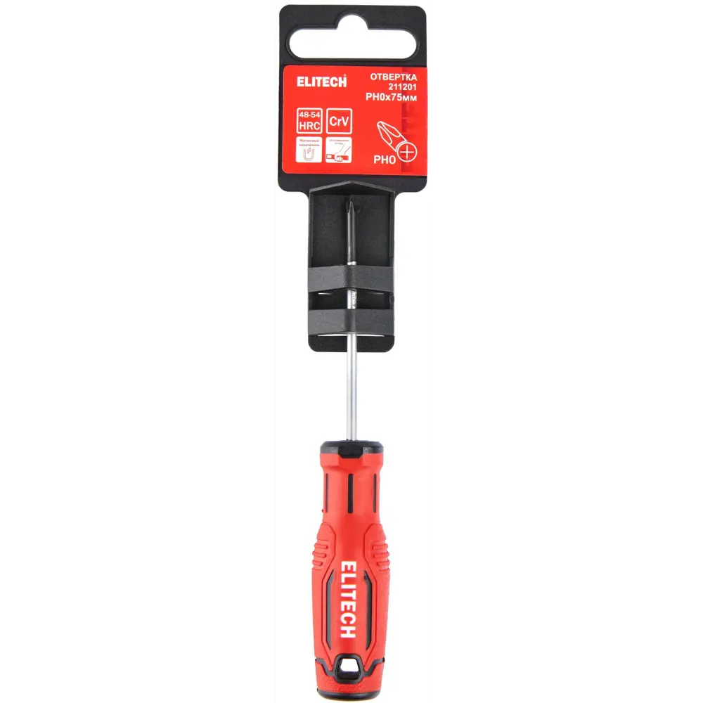 Отвертка крестовая Elitech 211201 PH0x75 мм с магнитным наконечником 89407117 STLM-1578415 - Вид №5