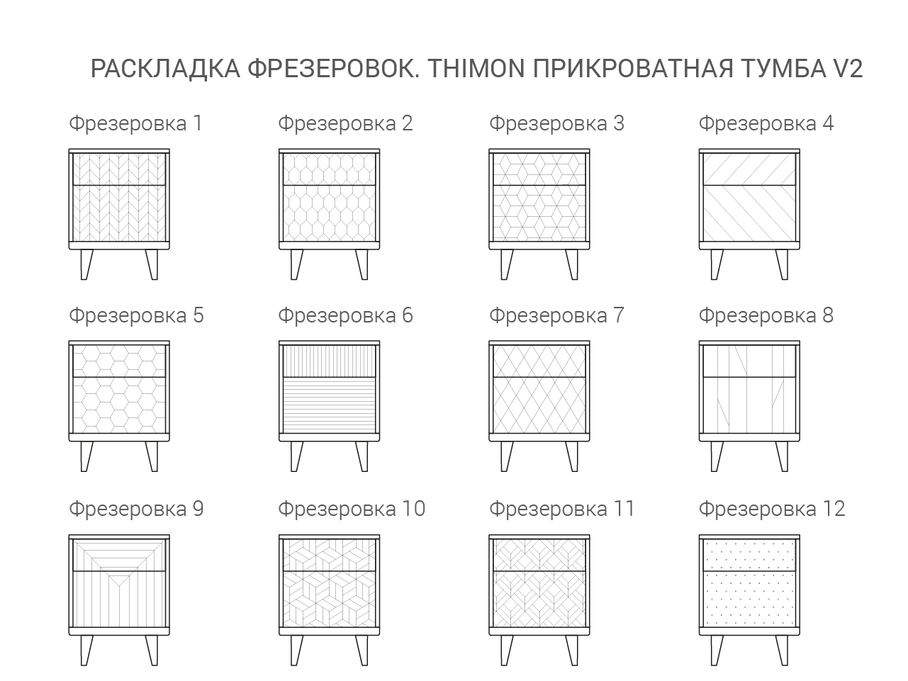 Тумбочка прикроватная белая фрезеровка с 2 ящиками Thimon THE IDEA  210325 Белый  - Вид №5