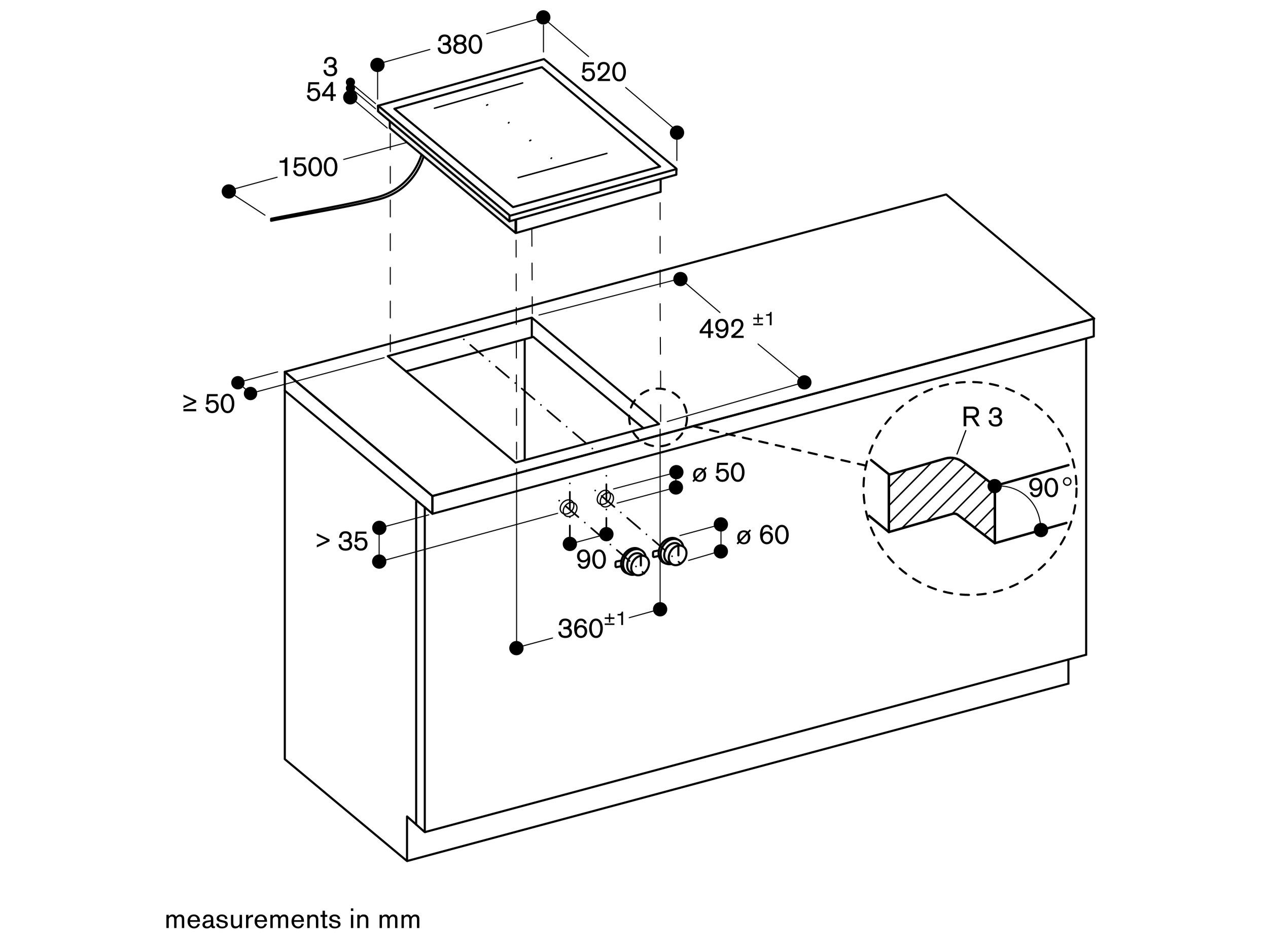 Индукционная плита с проволочной столешницей из стеклокерамики GAGGENAU Vario 400 ARCH-00147108 - Вид №1