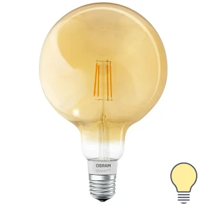 Лампа умная светодиодная Osram Smart Plus E27 220-240 В 5.5 Вт шар большой золотистая 600 лм, теплый белый свет