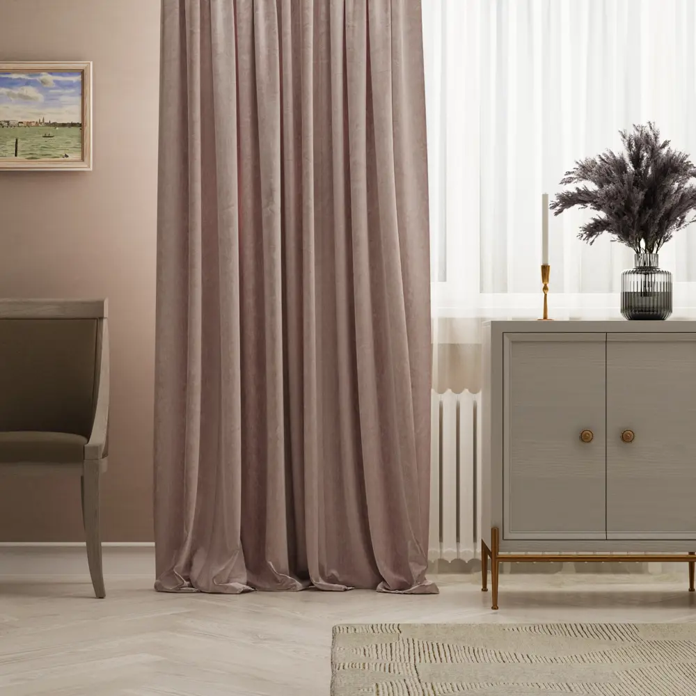 Штора на ленте Inspire Barguna 160x280 см цвет розовый 83562010 STLM-2109644 