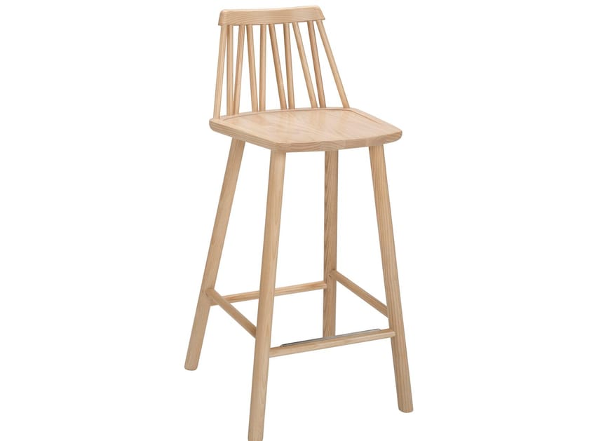 Белый промасленный дубовый табурет с подставкой для ног Hans K ZigZag ARCH-00082369