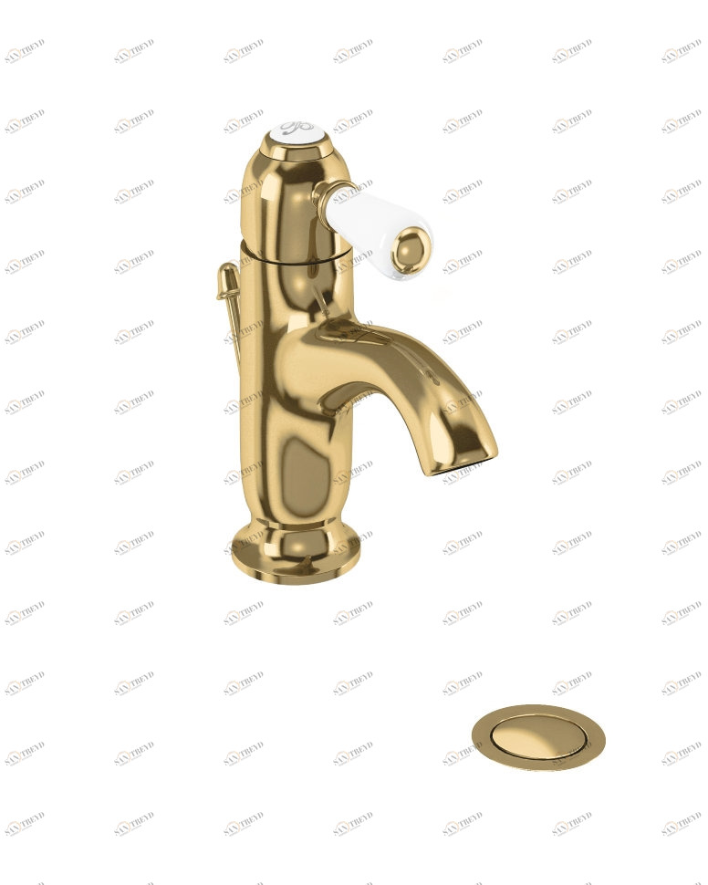 Смеситель на 1 отверстие однорычажный с донным клапаном [CH22 GOL] GOLD Burlington CH22 GOL