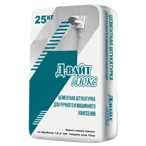 Штукатурка цементная механизированная Д-Вайт Люкс 25 кг 84534432 STLM-2115516