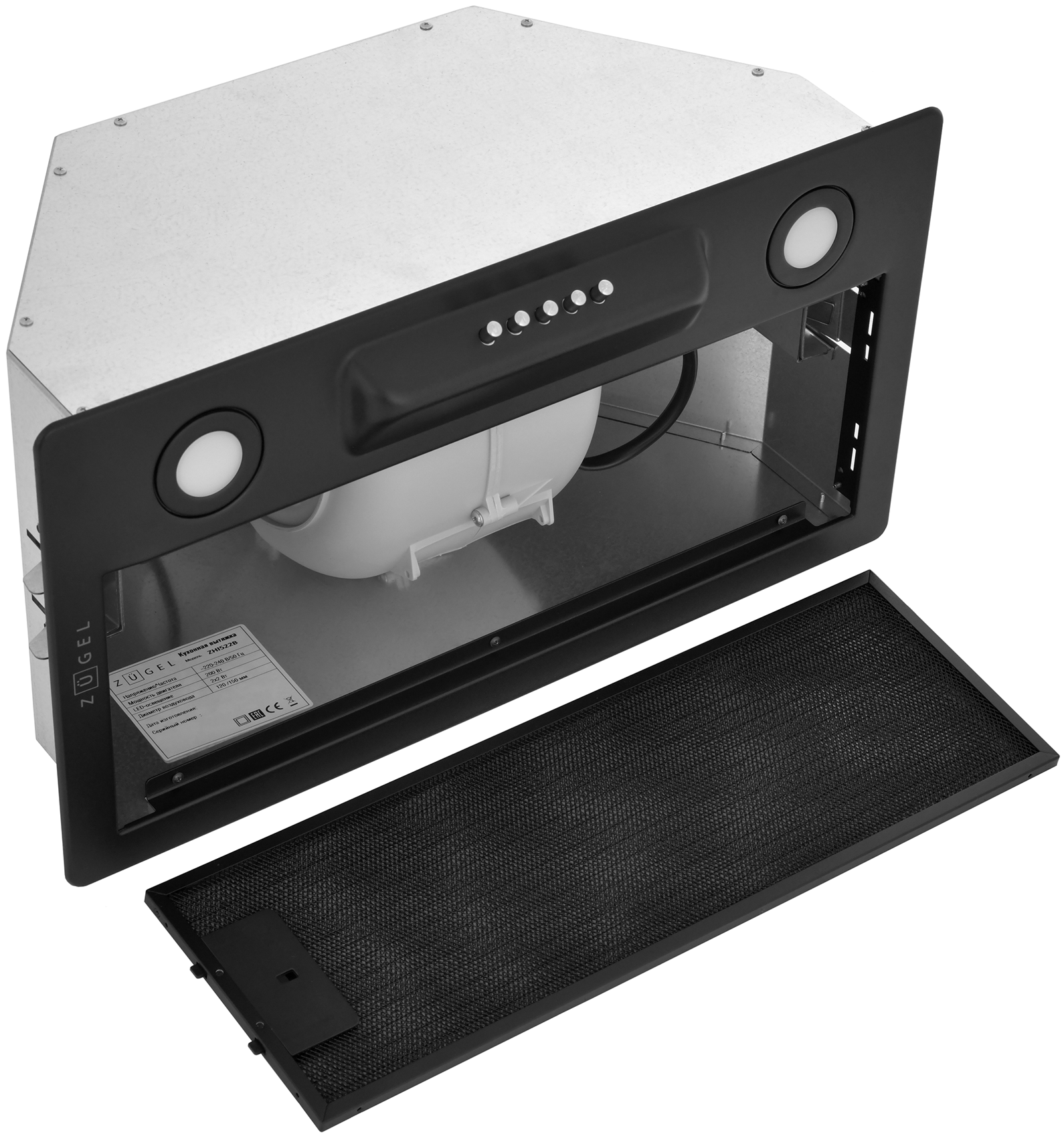 9175458 Вытяжка полновстраиваемая ZUGEL ZHI522B черный STDN-0022394 - Вид №5