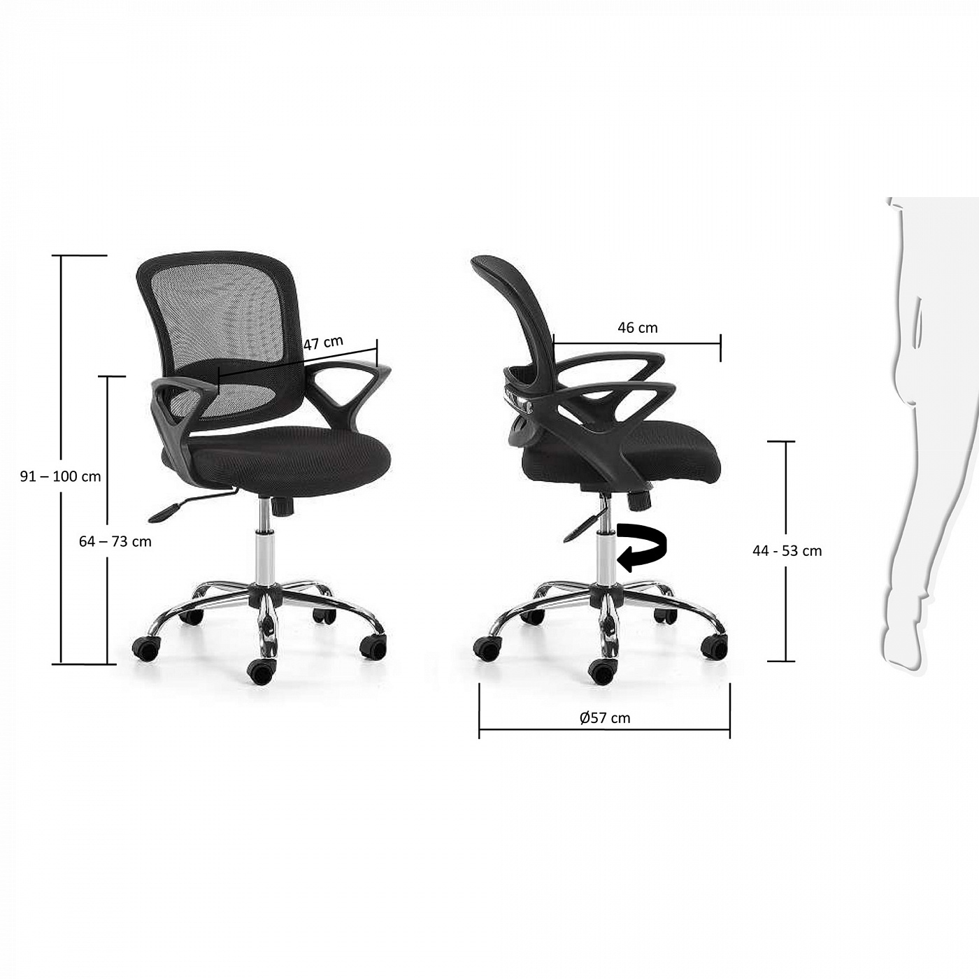045306 Поворотное кресло Lambert черное La Forma Tangier 
