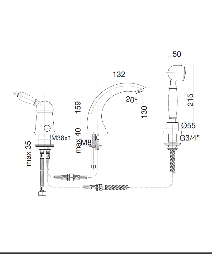83OO5105 Смеситель для ванны , золото Fiore Imperiale  - Вид №2
