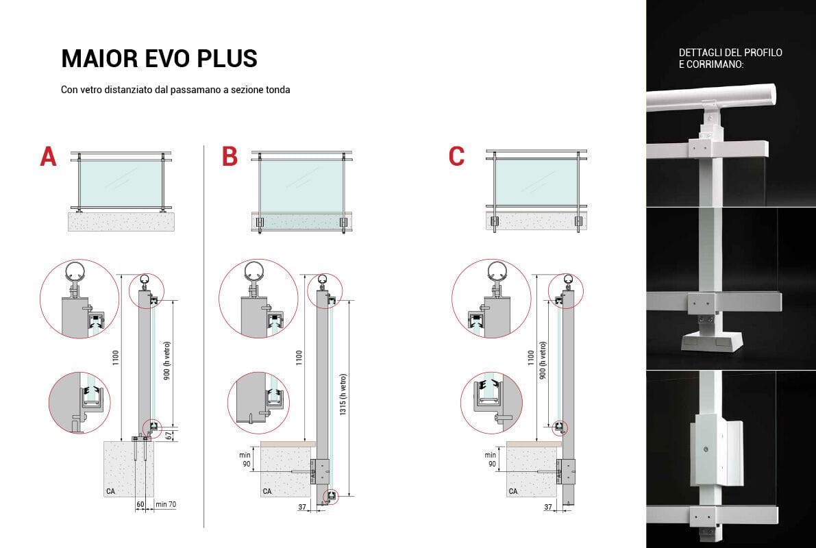 Перила из алюминия и стекла FARAONE Maior Evo ARCH-00016717 - Вид №3