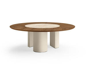 Круглый стол с керамическим и деревянным верхом