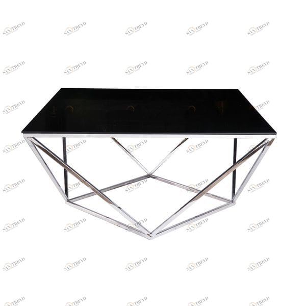 Журнальный столик стеклянный черный с ножками хром 100 см Geometry UNICO  248849 Черный 