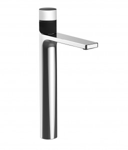 S006SWF  Смеситель для раковины на 1 отверстие, высокий изливh. 37 cm вылет 16 см без ручки ограничитель потока воды до 5 л/мин при 3 бар подводка без донного клапана ручки заказываются отдельно, см. раздел ''Ручки'' Fantini Rubinetti NICE