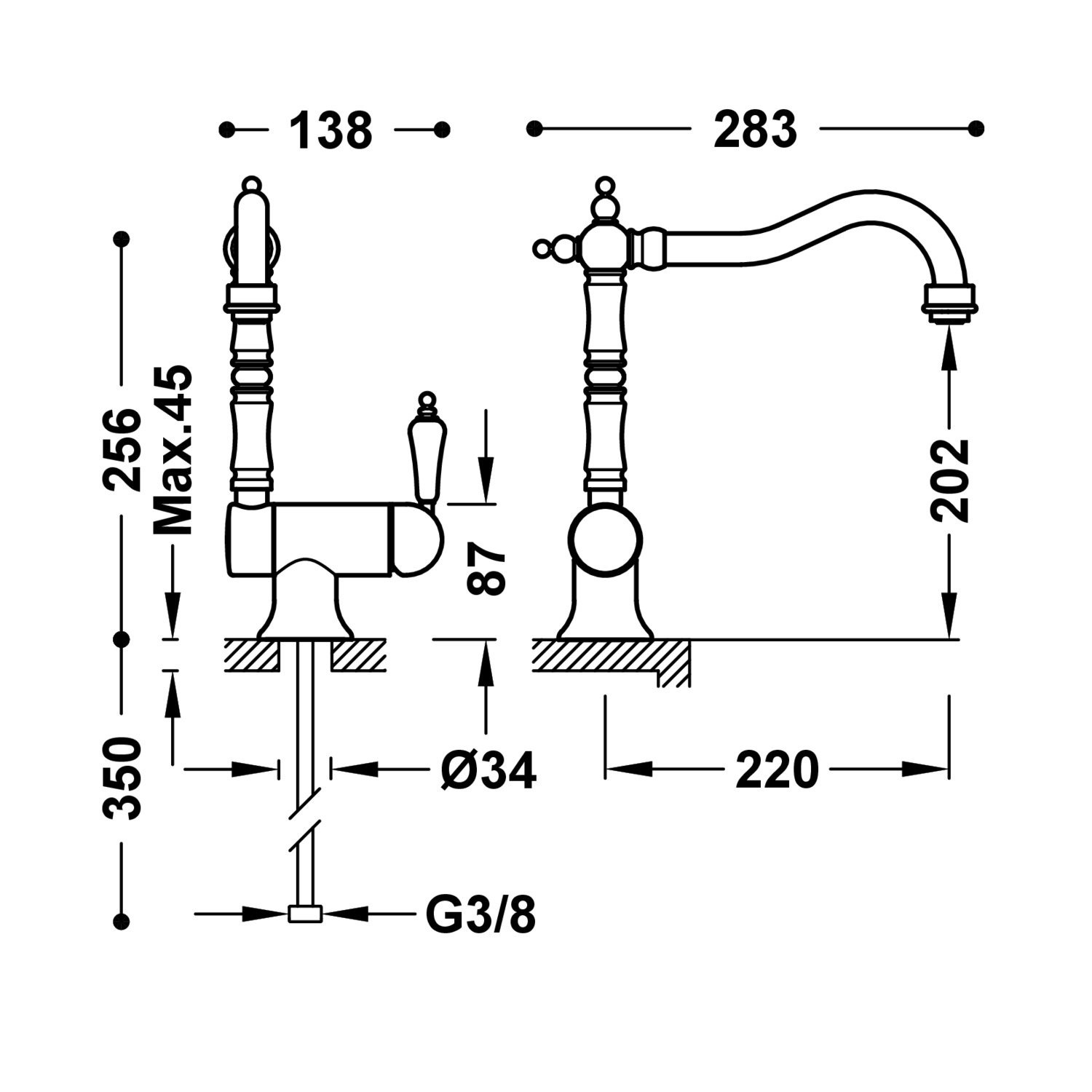 КУХОННЫЙ смеситель с одной ручкой и откидным носиком для кухни-24233401AC TRES  - Вид №1