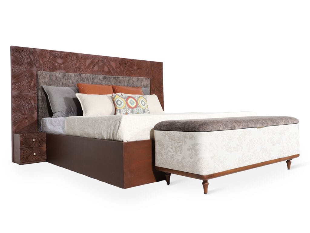 Двуспальная кровать из ткани с мягким изголовьем Alankaram STARI ARCH-00037339 - Вид №1