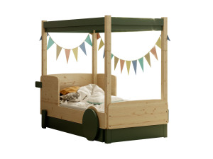 Деревянная выдвижная односпальная кровать с балдахином