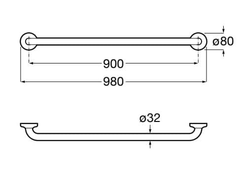 Металлическая U-образная ручка для ванной комнаты Roca COMFORT ARCH-00003106 - Вид №17