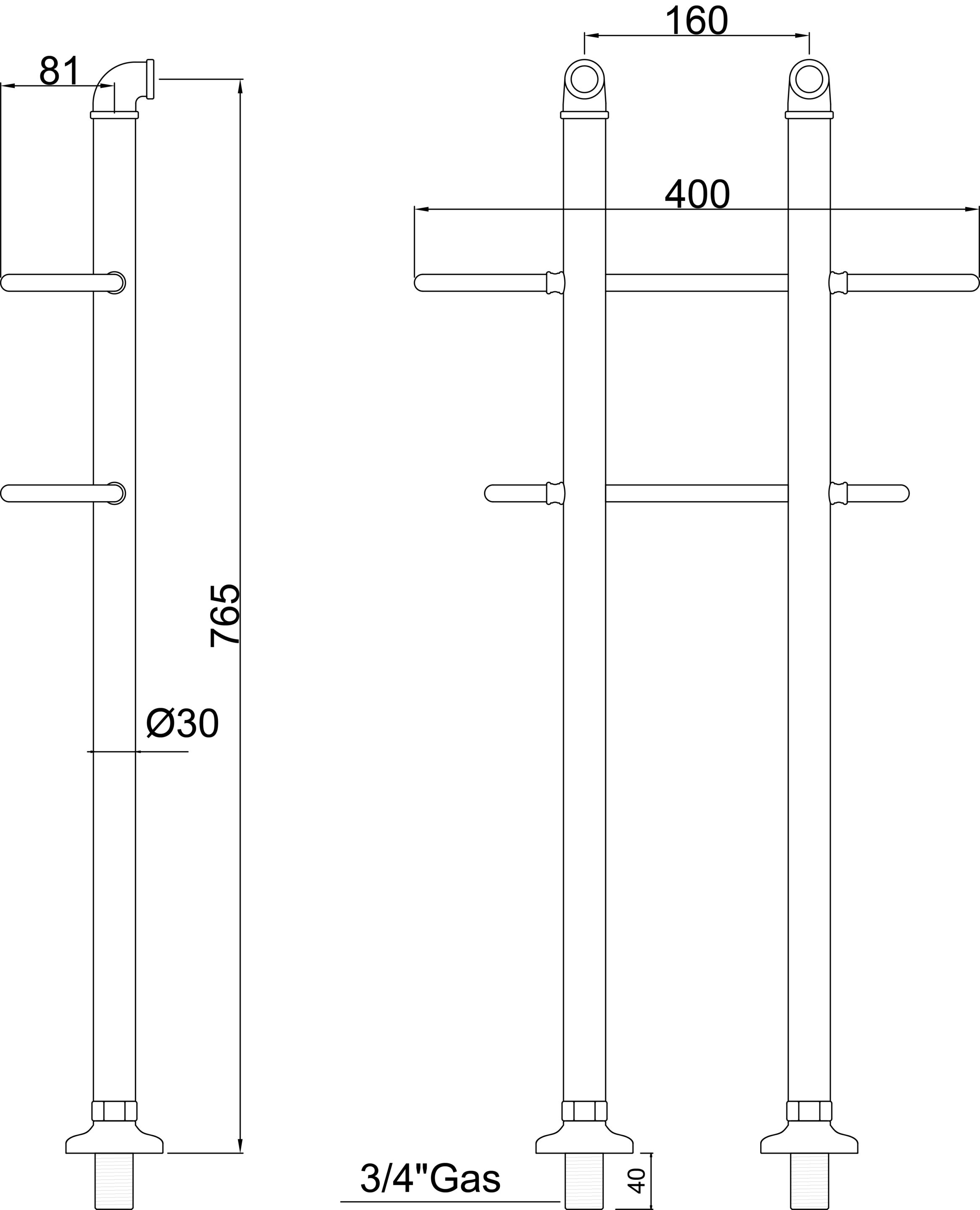 Смеситель для ванны с 2 отверстиями с ручным душем Park Avenue Hopkins ARCH-00123948 - Вид №4