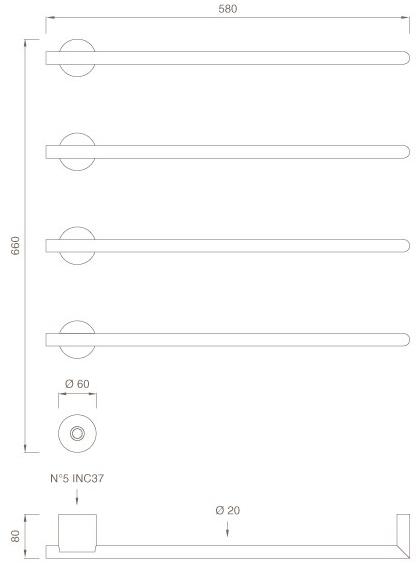 Ceadesign Настенный электрический модульный полотенцесушитель из нержавеющей стали Equilibrio Eqb 14 - Вид №2