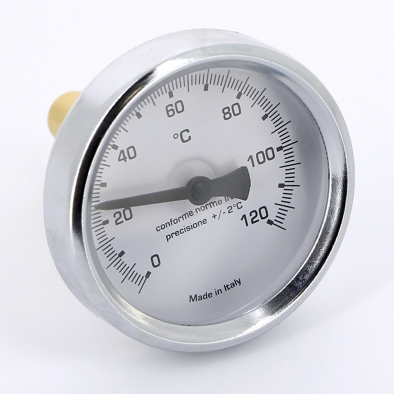 Термометр биметаллический 63мм с погружной гильзой EMMETI 120 град.C гильза 50мм 00610612