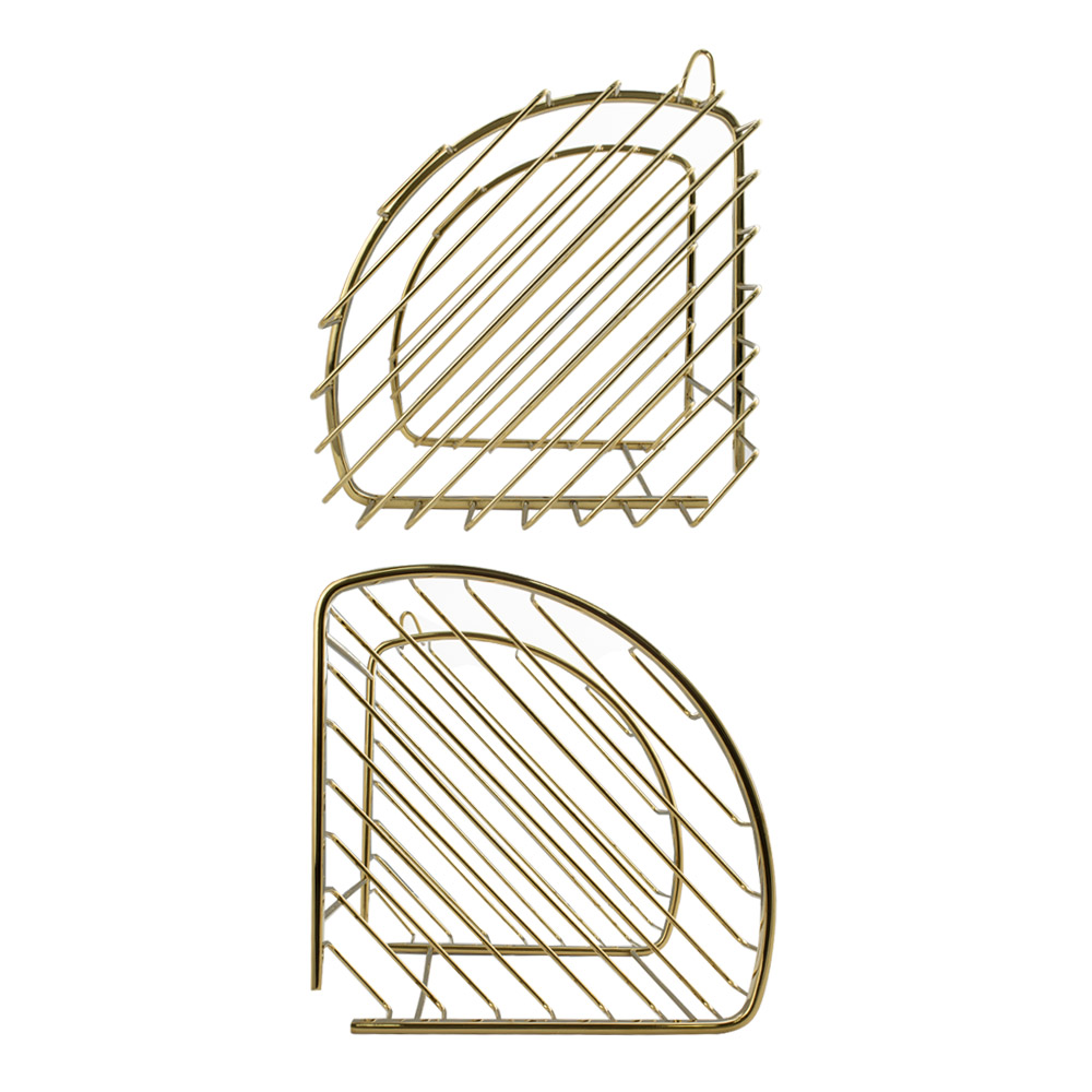 GFmark - Полочка угловая, овальная, тройная, 22 см, решетка - ЗОЛОТО, код: 77256  - Вид №6