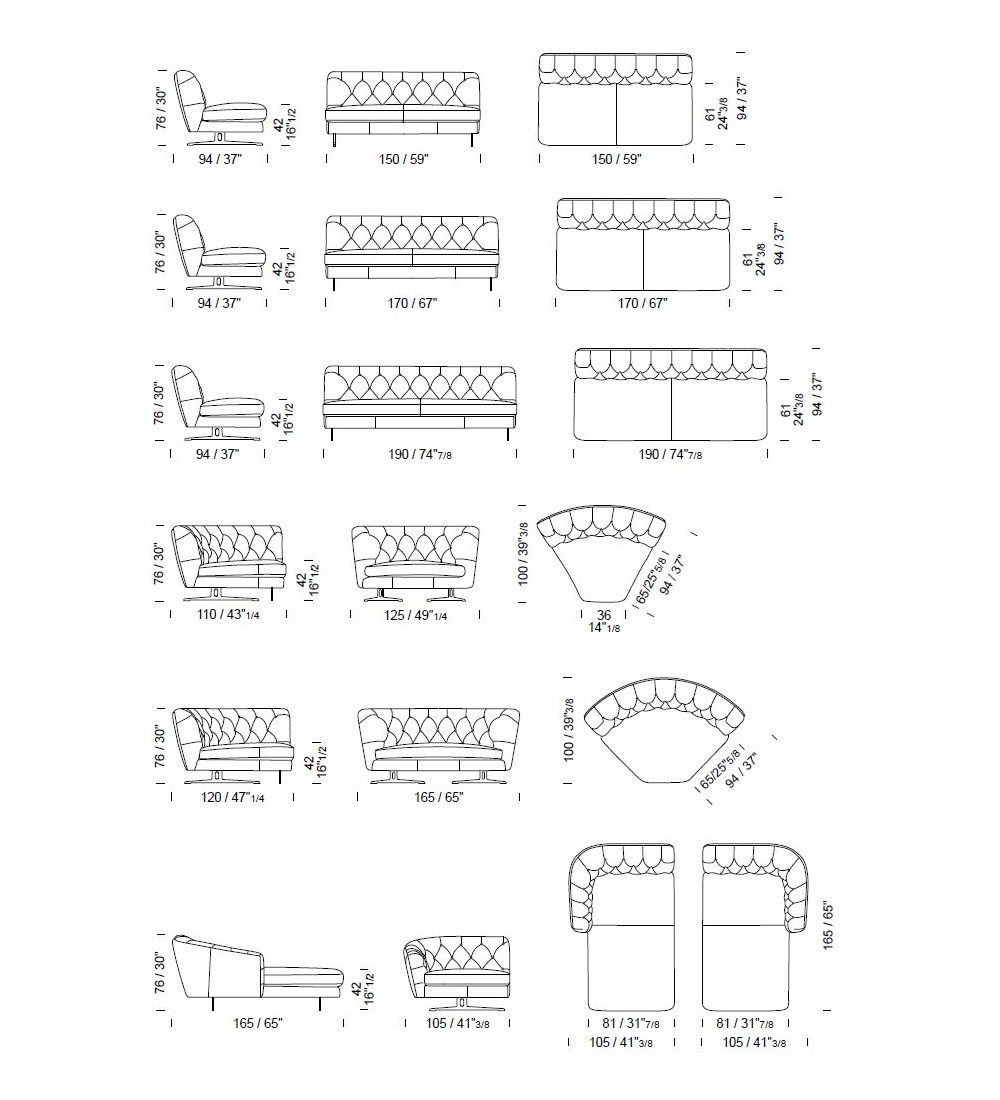 Изогнутый кожаный диван capitonné Borzalino New Kap ARCH-00128560 - Вид №7
