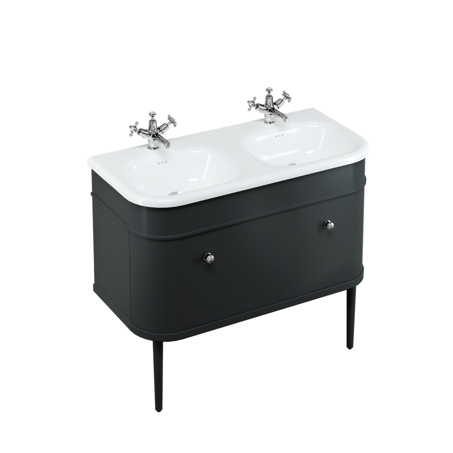Burlington Chalfont Chalfont 1000мм Тумба с одним выдвижным ящиком - Матовый черный с золотыми ногами CH100MB-CHLEGGOLD 