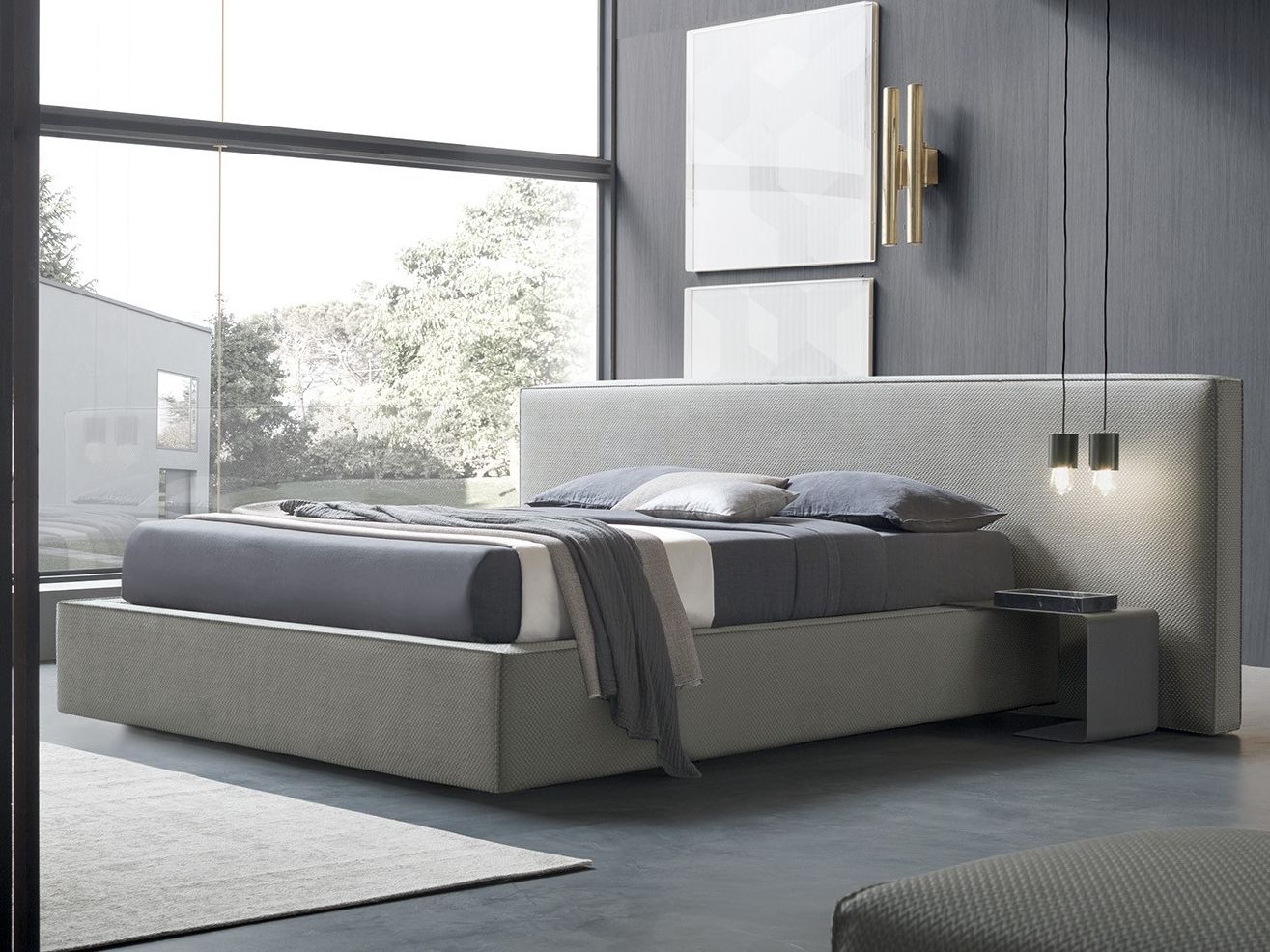 Двуспальная кровать для хранения ткани с мягким изголовьем Felis Bedstories ARCH-00081168