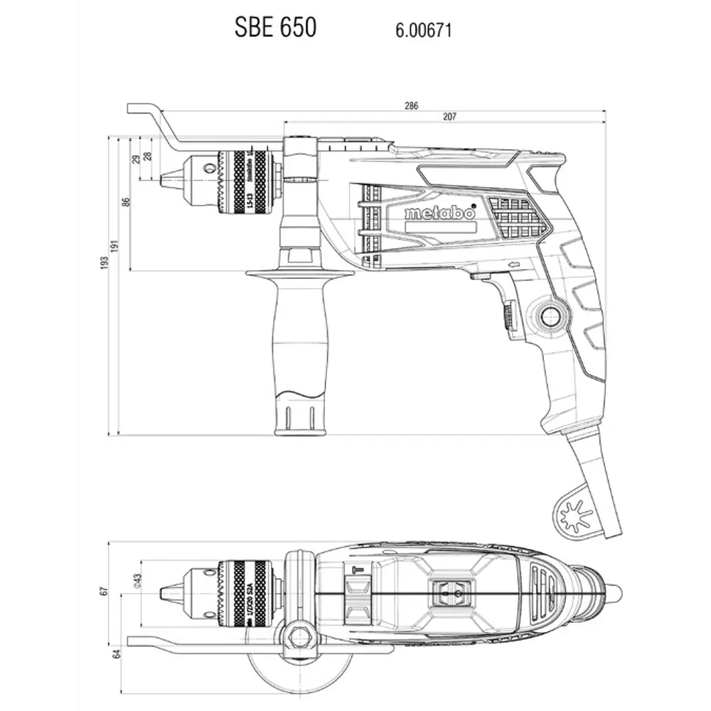 Дрель ударная Metabo SBE 650, 600671850, 650 Вт 17249339 STLM-2080956  - Вид №5