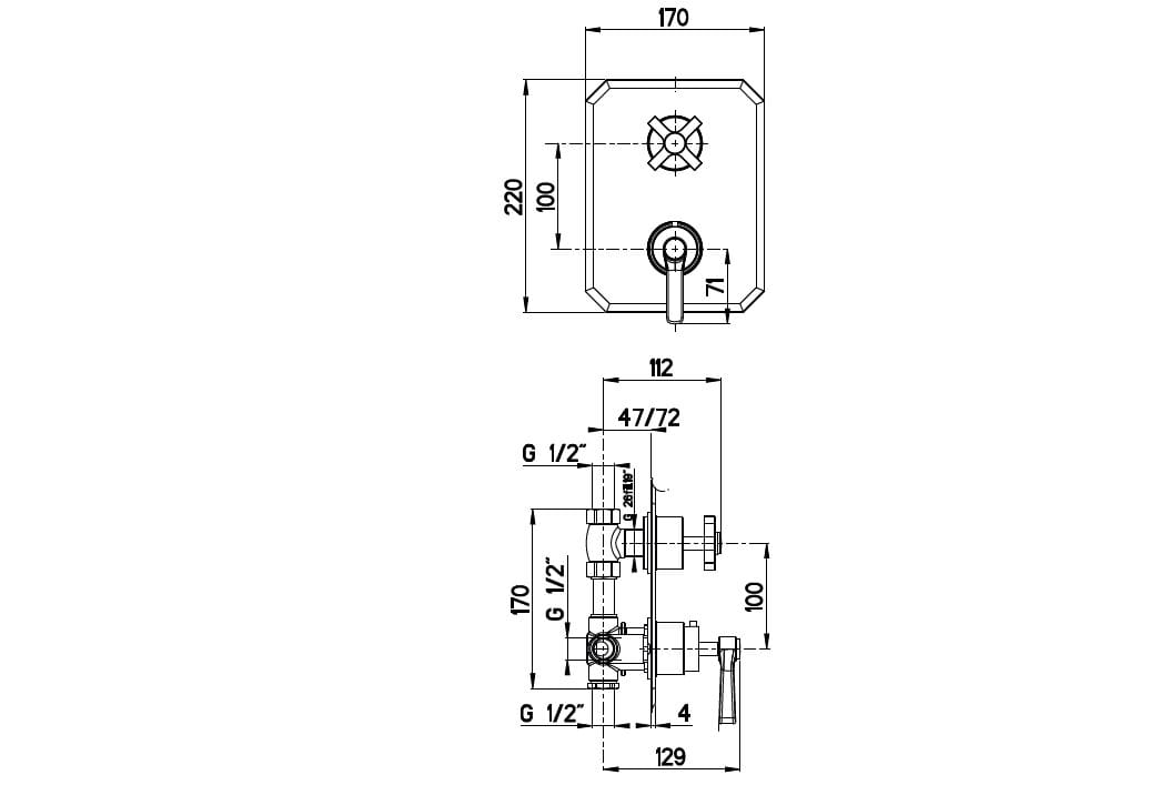 Термостатический встраиваемый смеситель для душа с пластиной Gaia Mobili Complements ARCH-00069300 - Вид №1