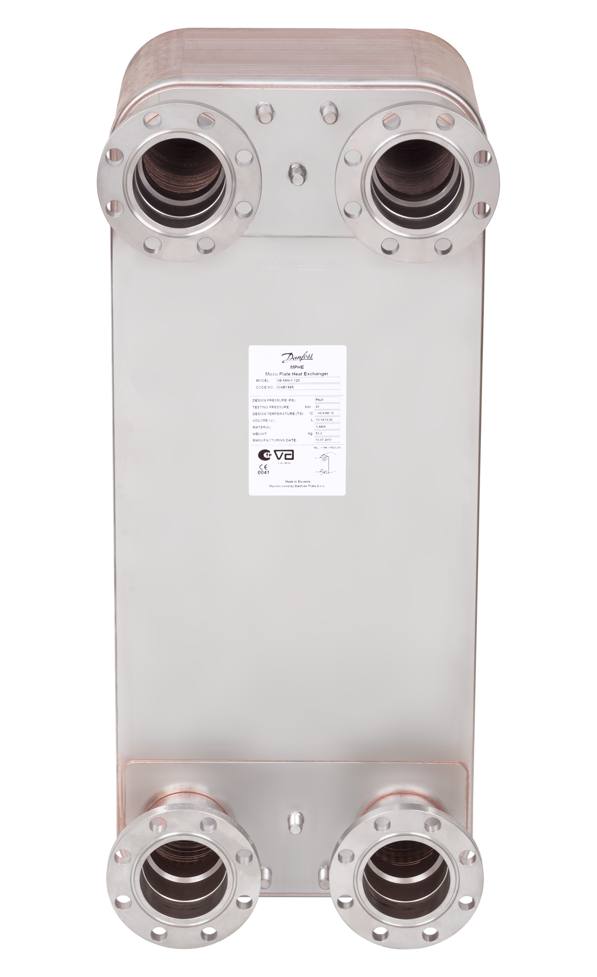 Danfoss Паяный пластинчатый теплообменник серии XB66 XB66L-1-110 PN16 DN65 паяный ТО 004B1968  - Вид №8