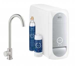 31498DC0 Комплект с вентилем для фильтрованной и газированной воды Grohe GROHE Blue суперсталь