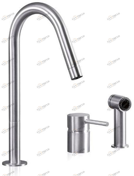 MGS Смеситель для кухни из нержавеющей стали на два отверстия с выдвижным ручным душем F2 sun-id-1404043