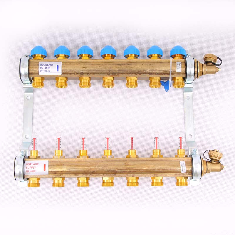 Коллекторная группа HKV/T с термостатическими вентилями и расходомерами WATTS Ind 1"x3/4"ЕК 7 выходов 10004201