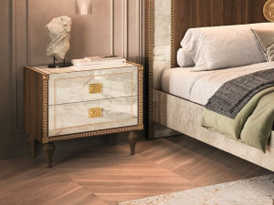 Прямоугольная мраморная тумбочка с ящиками