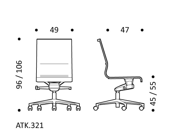 5 спиц подлокотник ткань поворотный операционный стул офис ICF Stick Chair ARCH-00098500 - Вид №4