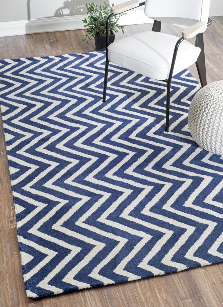 Ковер Zig Zag синий 200х280 DOLLY CAPRETS ДИЗАЙНЕРСКИЕ, ЗИГ ЗАГ 015194 Белый;синий  - Вид №1