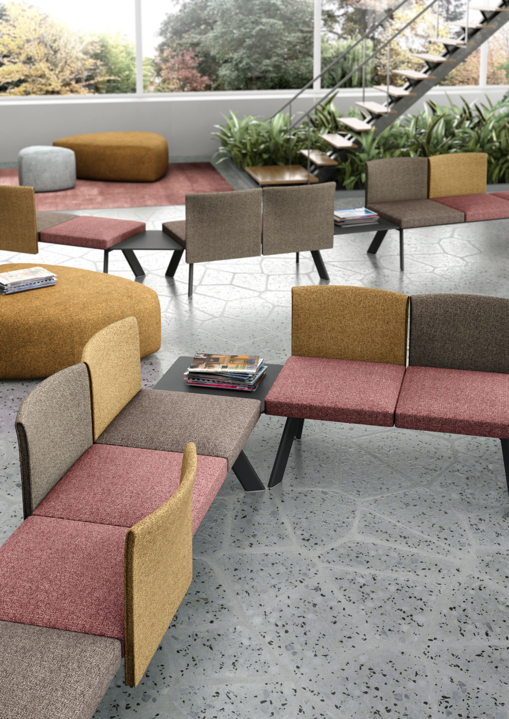 Модульная скамейка для контрактной ткани со спинкой Leyform OLA ARCH-00082381 - Вид №2