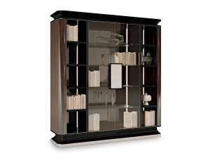 Книжный шкаф из черного дерева и стекла