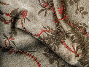 Жаккардовая ткань из шерсти и вискозы с цветочными узорами