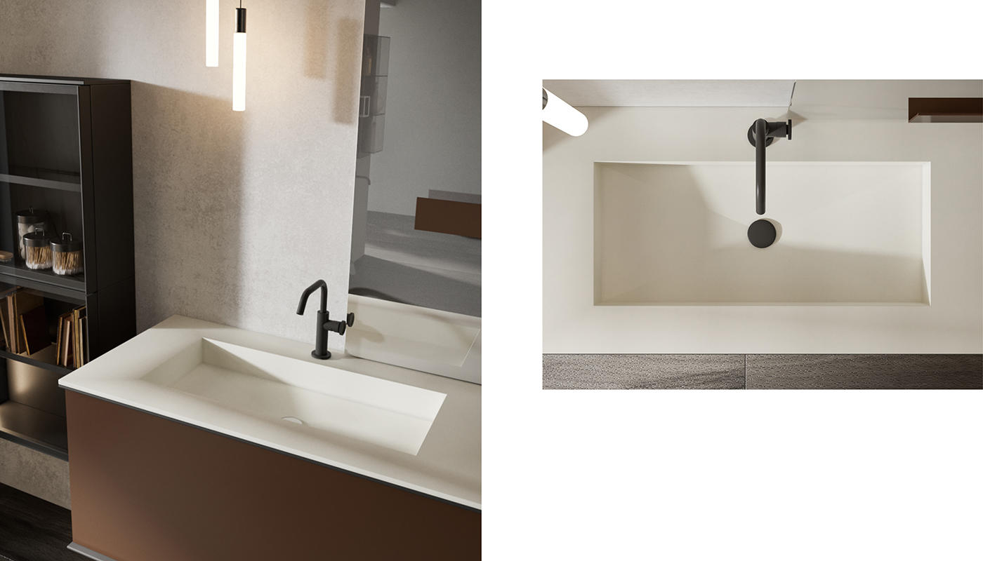 ED-ST25 Edone Встраиваемая раковина Polaris ВСТРОЕННЫЙ БАК Интегрированная верхняя часть ванны Venere с отделкой Laminam  - Вид №2