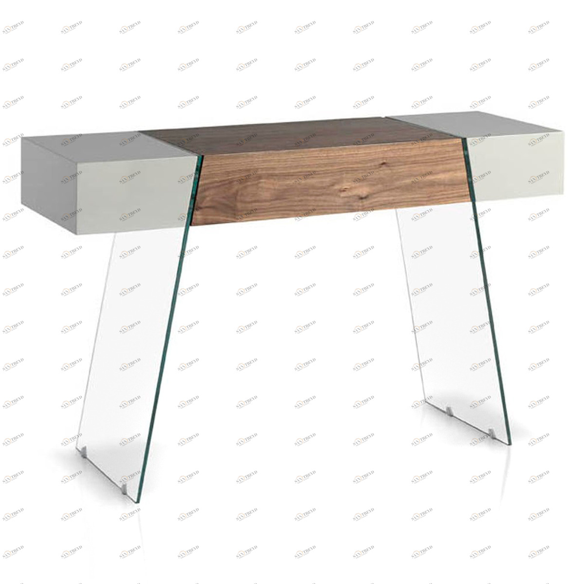 Консоль деревянная, дуб со стеклянными ножками HC-ST-001 от Angel Cerda ANGEL CERDA  147047 Белый;коричневый 