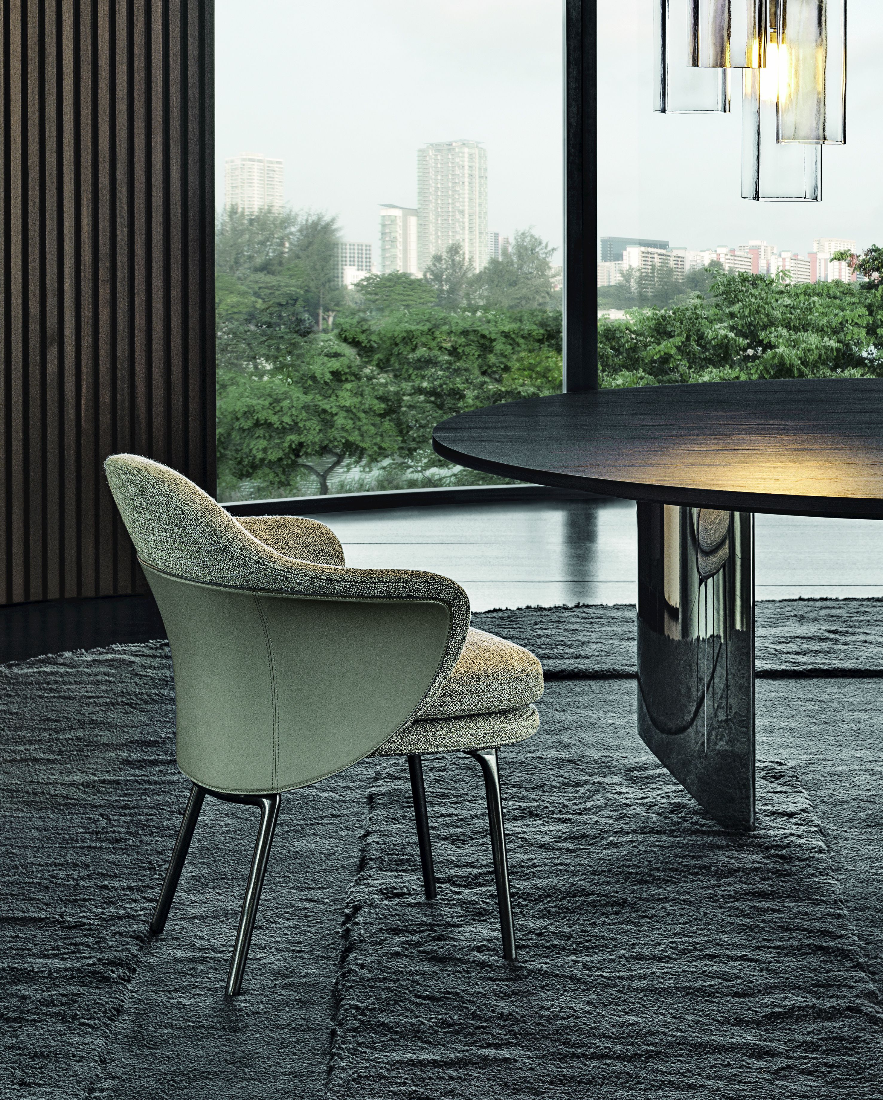 Кресло из ткани и кожи с подлокотниками Minotti Энджи ARCH-00122158 - Вид №4