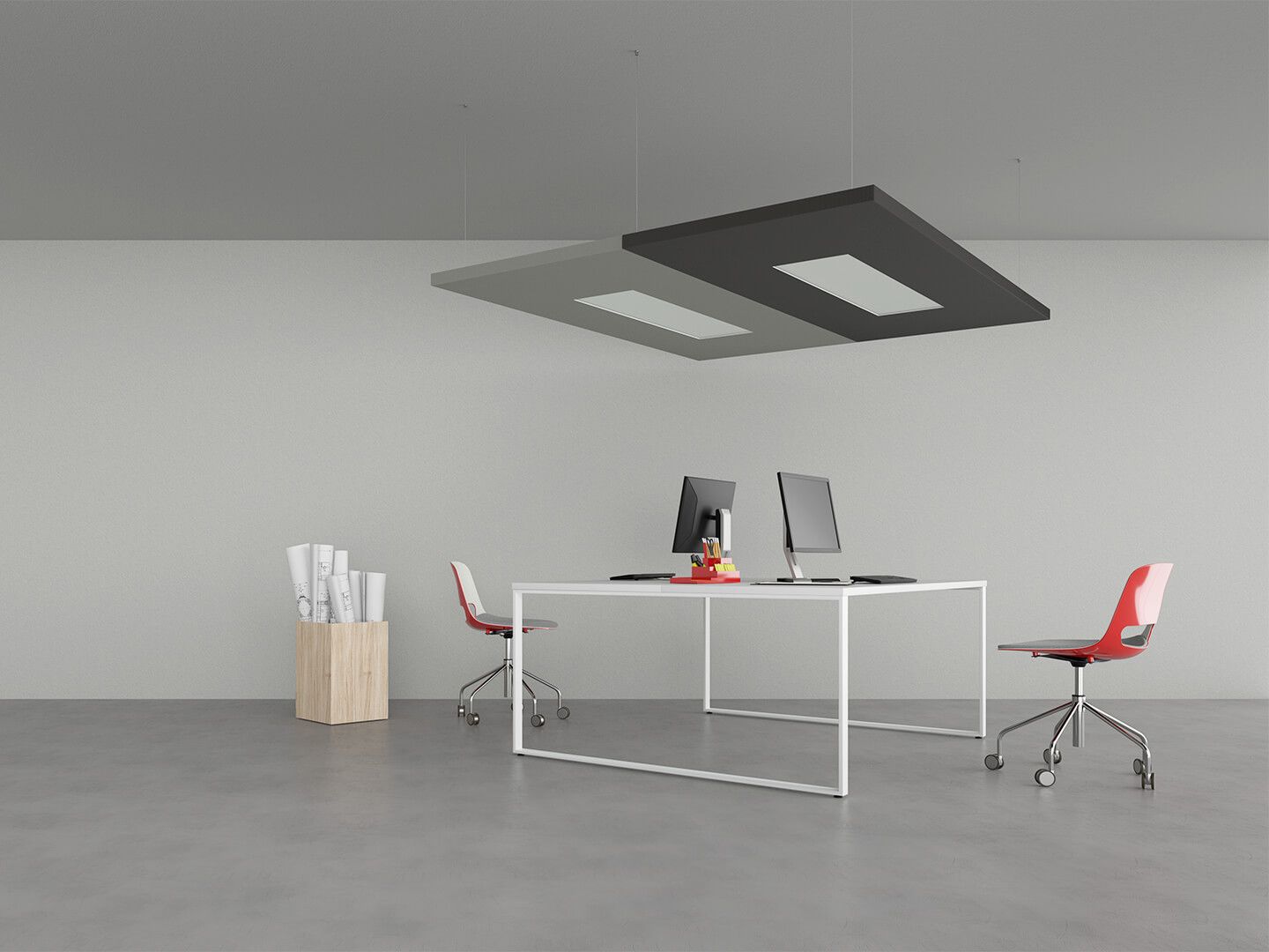 Состав звукопоглощающих панелей, подвешенных к потолку Caruso Acoustic NUVOLA ARCH-00040666